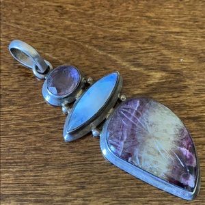 Sterling Silver amethyst and moon stone pendant